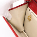 Christian Dior Hand Bag Leather 2way Red Gold Tone Auth bs37235-21