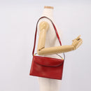 Christian Dior Hand Bag Leather 2way Red Gold Tone Auth bs37235-24