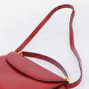 Christian Dior Hand Bag Leather 2way Red Gold Tone Auth bs37235-14