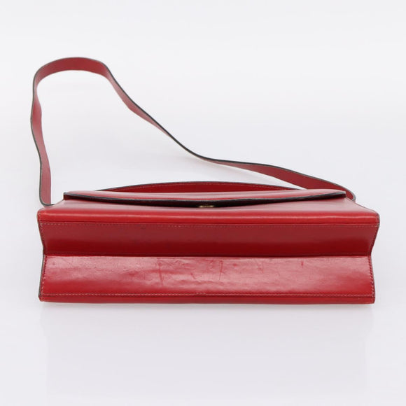 Christian Dior Hand Bag Leather 2way Red Gold Tone Auth bs37235