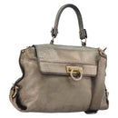 Salvatore Ferragamo Gancini Hand Bag Leather 2way Gold Auth bs37237-1