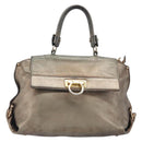 Salvatore Ferragamo Gancini Hand Bag Leather 2way Gold Auth bs37237-2