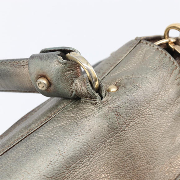 Salvatore Ferragamo Gancini Hand Bag Leather 2way Gold Auth bs37237