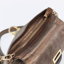 Salvatore Ferragamo Gancini Hand Bag Leather 2way Gold Auth bs37237-24