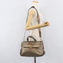 Salvatore Ferragamo Gancini Hand Bag Leather 2way Gold Auth bs37237-33