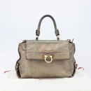 Salvatore Ferragamo Gancini Hand Bag Leather 2way Gold Auth bs37237-34