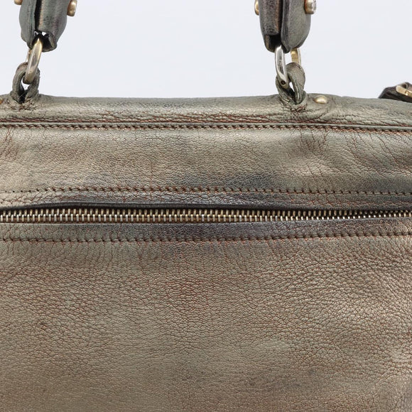 Salvatore Ferragamo Gancini Hand Bag Leather 2way Gold Auth bs37237
