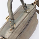 Salvatore Ferragamo Gancini Hand Bag Leather 2way Gold Auth bs37237-7