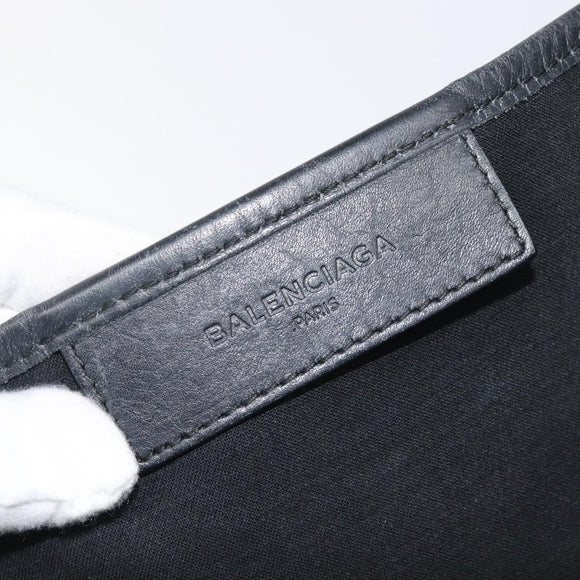 BALENCIAGA Navy Cabas Tote Bag Canvas White Black 339933 Auth bs37238
