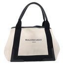 BALENCIAGA Navy Cabas Tote Bag Canvas White Black 339933 Auth bs37238-13