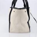 BALENCIAGA Navy Cabas Tote Bag Canvas White Black 339933 Auth bs37238-3
