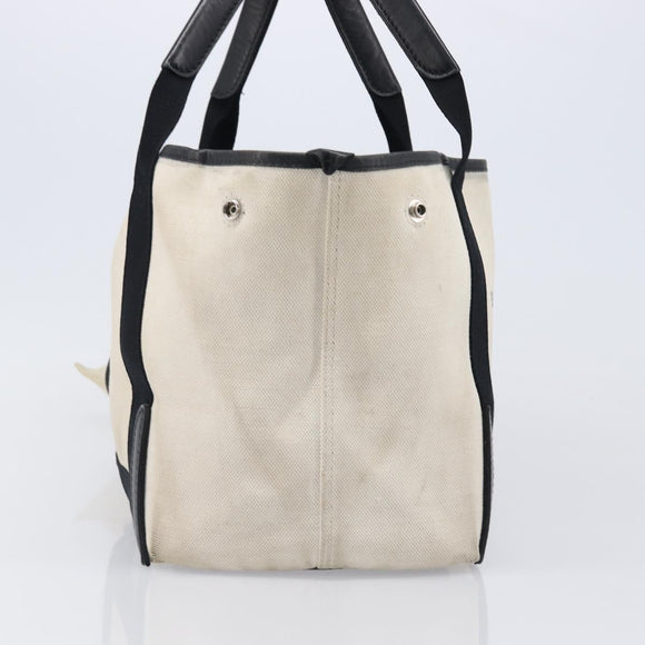 BALENCIAGA Navy Cabas Tote Bag Canvas White Black 339933 Auth bs37238