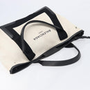 BALENCIAGA Navy Cabas Tote Bag Canvas White Black 339933 Auth bs37238-6