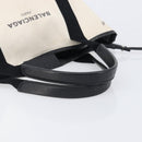 BALENCIAGA Navy Cabas Tote Bag Canvas White Black 339933 Auth bs37238-7