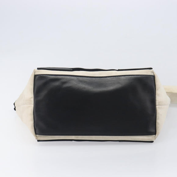 BALENCIAGA Navy Cabas Tote Bag Canvas White Black 339933 Auth bs37238