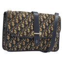 Christian Dior Trotter Canvas Shoulder Bag Navy Gold Tone Auth bs37239-1