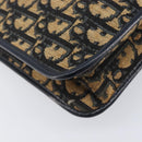 Christian Dior Trotter Canvas Shoulder Bag Navy Gold Tone Auth bs37239-13