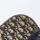 Christian Dior Trotter Canvas Shoulder Bag Navy Gold Tone Auth bs37239-17