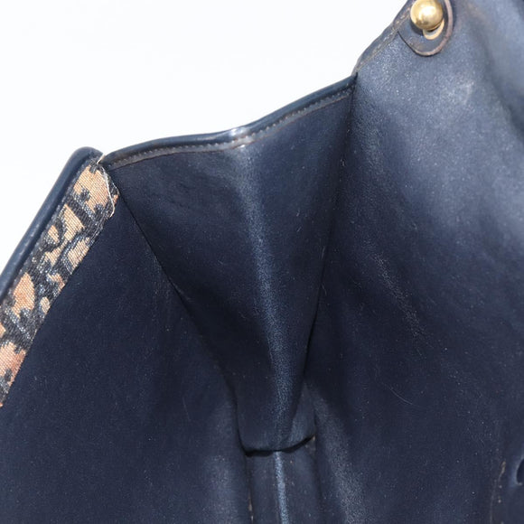 Christian Dior Trotter Canvas Shoulder Bag Navy Gold Tone Auth bs37239