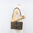 Christian Dior Trotter Canvas Shoulder Bag Navy Gold Tone Auth bs37239-22