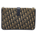 Christian Dior Trotter Canvas Shoulder Bag Navy Gold Tone Auth bs37239-3