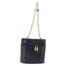 Christian Dior Chain Hand Bag Leather Black Gold Tone Auth bs37240-1