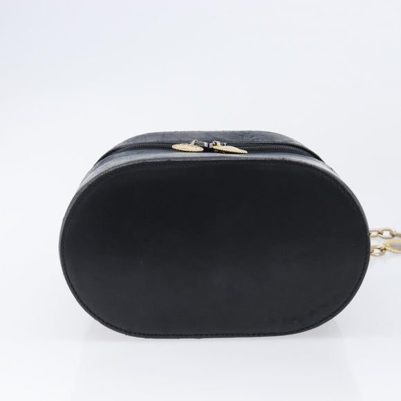 Christian Dior Chain Hand Bag Leather Black Gold Tone Auth bs37240