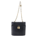 Christian Dior Chain Hand Bag Leather Black Gold Tone Auth bs37240-2