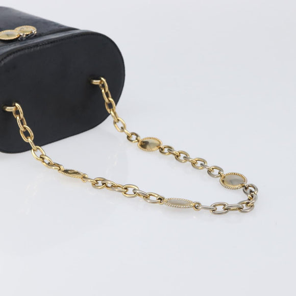 Christian Dior Chain Hand Bag Leather Black Gold Tone Auth bs37240