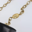 Christian Dior Chain Hand Bag Leather Black Gold Tone Auth bs37240-9