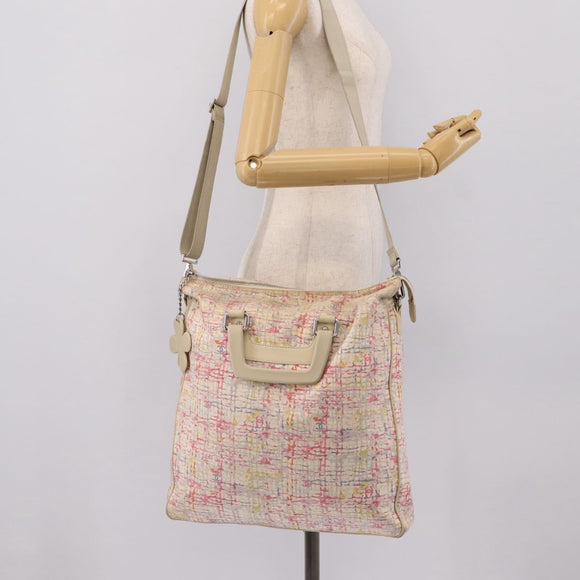 CHANEL Hand Bag Canvas 2way Pink Silver CC Auth bs37241