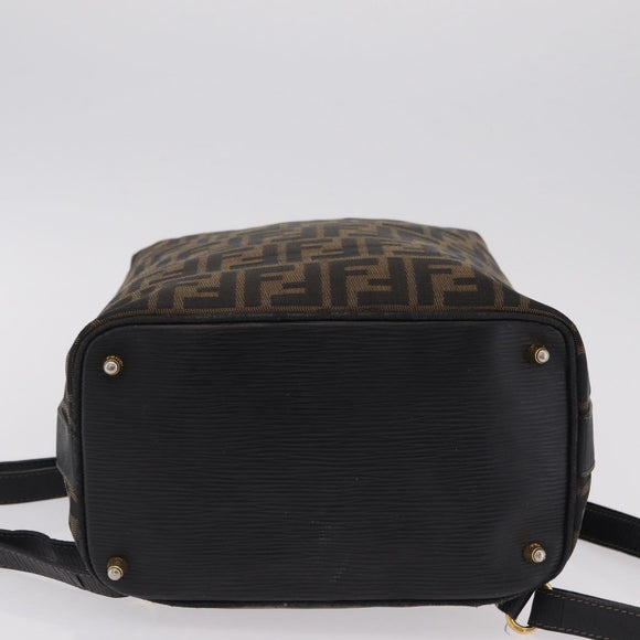 FENDI Zucca Canvas Backpack Black Gold Tone Auth bs37242