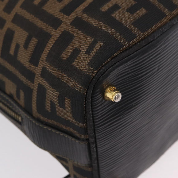 FENDI Zucca Canvas Backpack Black Gold Tone Auth bs37242