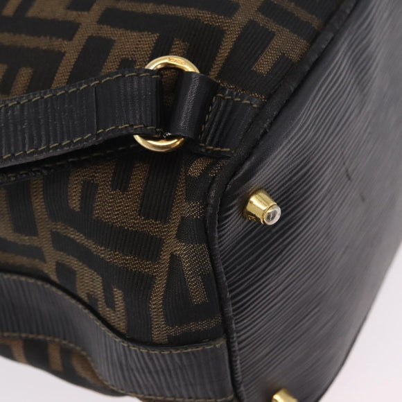 FENDI Zucca Canvas Backpack Black Gold Tone Auth bs37242