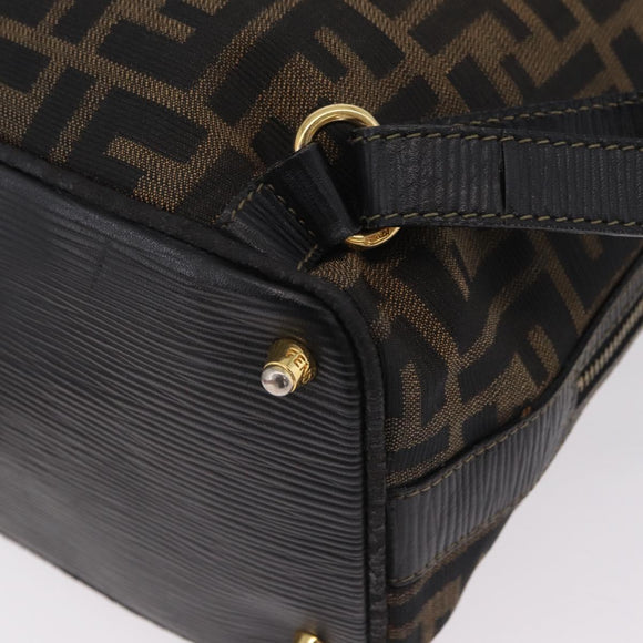 FENDI Zucca Canvas Backpack Black Gold Tone Auth bs37242
