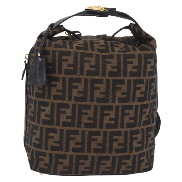 FENDI Zucca Canvas Backpack Black Gold Tone Auth bs37242