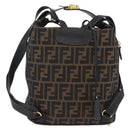 FENDI Zucca Canvas Backpack Black Gold Tone Auth bs37242-2
