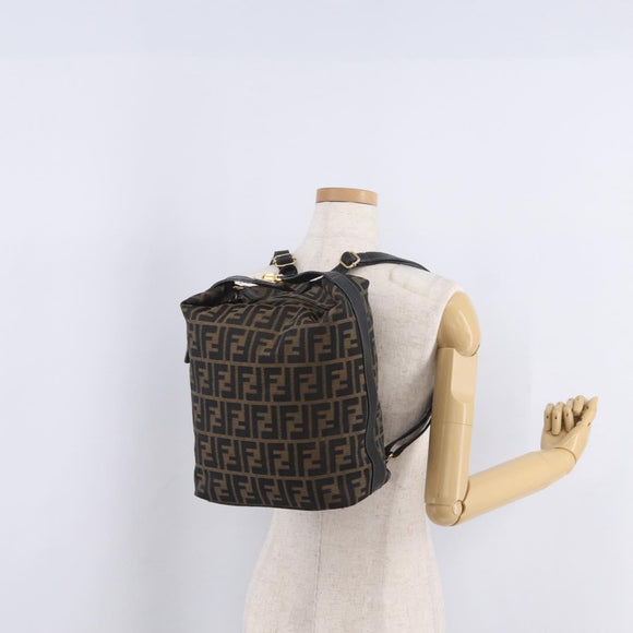 FENDI Zucca Canvas Backpack Black Gold Tone Auth bs37242