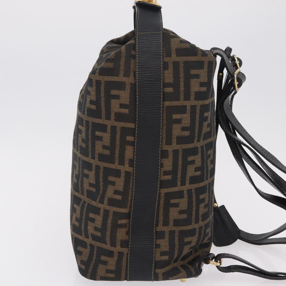 FENDI Zucca Canvas Backpack Black Gold Tone Auth bs37242