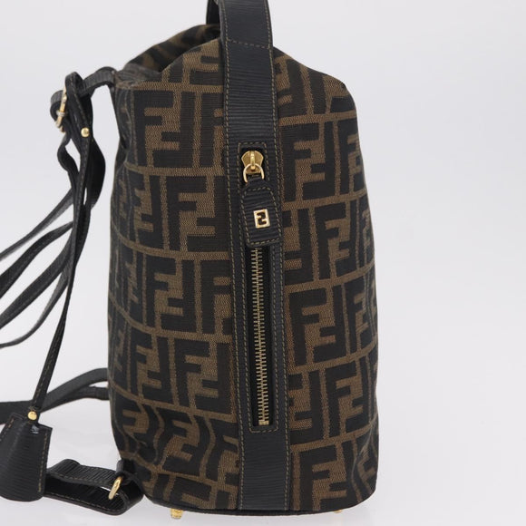 FENDI Zucca Canvas Backpack Black Gold Tone Auth bs37242