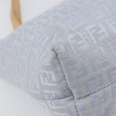 FENDI Zucchino Canvas Tote Bag Light Blue Silver 8BH079 Auth bs37243-14