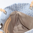 FENDI Zucchino Canvas Tote Bag Light Blue Silver 8BH079 Auth bs37243-19