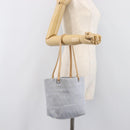 FENDI Zucchino Canvas Tote Bag Light Blue Silver 8BH079 Auth bs37243-23