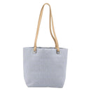 FENDI Zucchino Canvas Tote Bag Light Blue Silver 8BH079 Auth bs37243-2