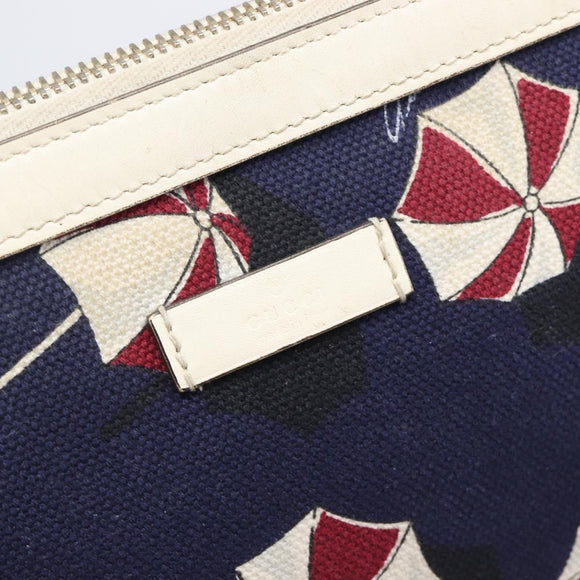 GUCCI Clutch Bag Canvas Navy Gold Tone 286209 Auth bs37249