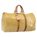 LOUIS VUITTON Monogram Vernis Mercer Boston Bag Beige M91000 LV Auth bs37250-1