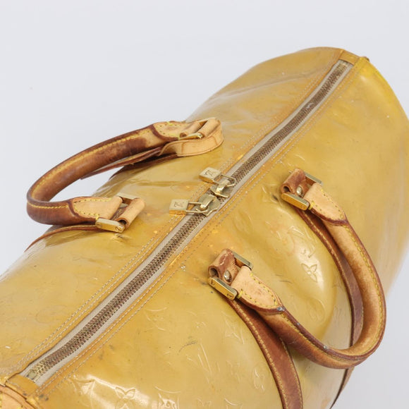LOUIS VUITTON Monogram Vernis Mercer Boston Bag Beige M91000 LV Auth bs37250