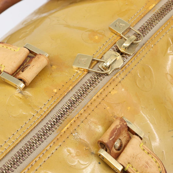 LOUIS VUITTON Monogram Vernis Mercer Boston Bag Beige M91000 LV Auth bs37250
