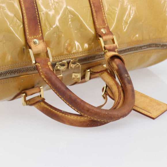 LOUIS VUITTON Monogram Vernis Mercer Boston Bag Beige M91000 LV Auth bs37250
