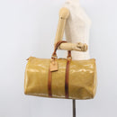 LOUIS VUITTON Monogram Vernis Mercer Boston Bag Beige M91000 LV Auth bs37250-35